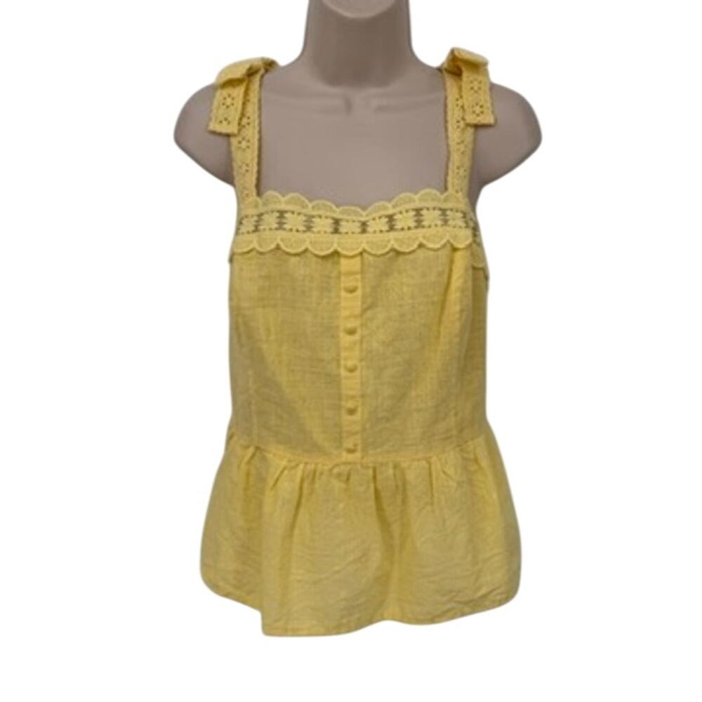 Milk & Honey Milkmaid Peasant Top Womens Plus 2X Yellow‎ Cotton Lace Crochet NEW